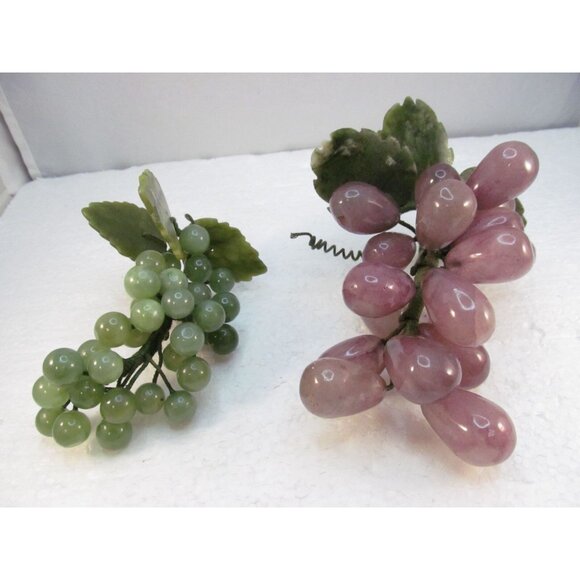 Amethyst and Green Aventurine Stone Grape Clusters with Leaves Set of 2 - Picture 16 of 16